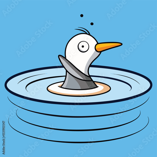 Phalarope bird spinning on the water's surface, creating ripples while feeding.