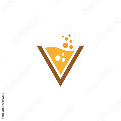 V-Shaped Glass with Fizzy Beverage Logo Design
