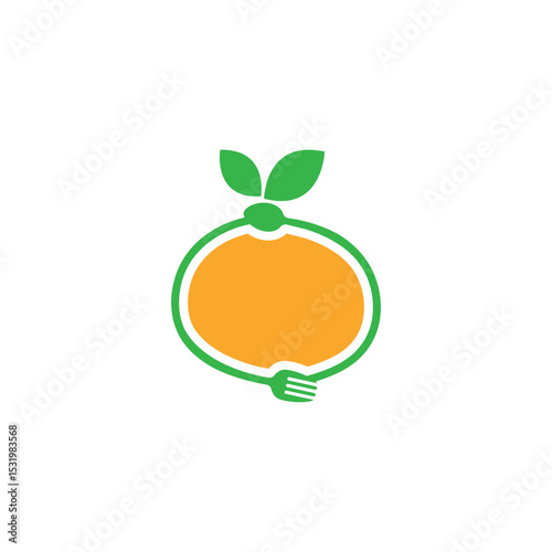 Fresh & Healthy Food Logo Design: Orange with Fork