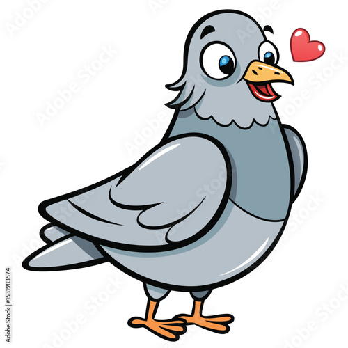 Pigeon puffing out its chest, displaying courtship behavior in urban setting.