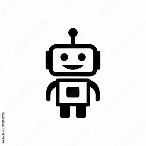 Minimalist Robot Icon – AI and Automation Technology Symbol
