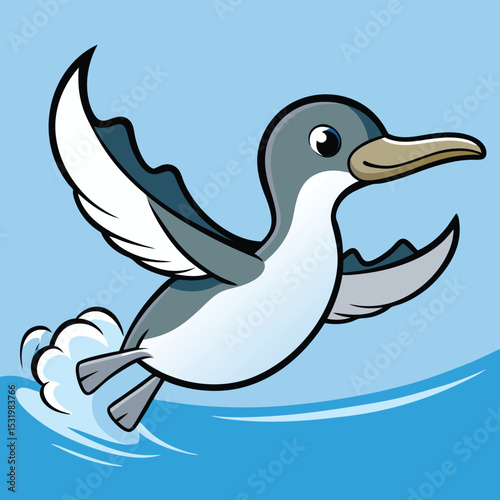 Shearwater bird dipping its wing into unseen water, gliding gracefully.