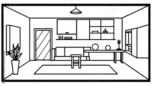 Modern interior design vector illustration
