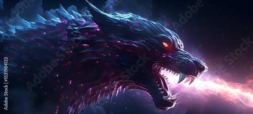 Galaxy Version of dragon wolf world, ai generative
