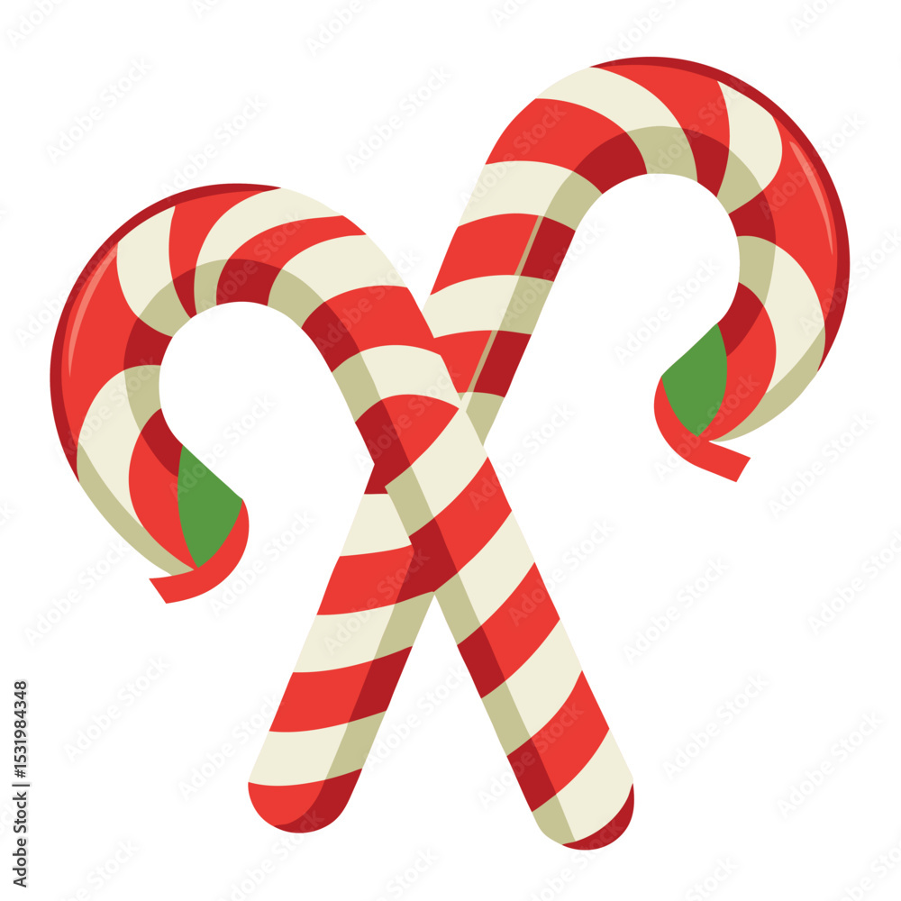 Striped Candy Canes Vector Illustration Isolated on White Background Striped Candy Canes Vector Illustration Isolated on White Background
