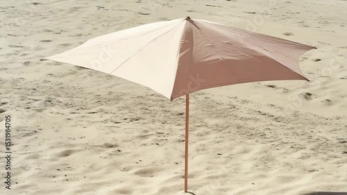 Animation of single standing umbrella on the beach