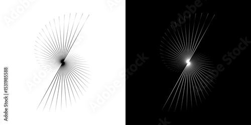 Dynamic abstract spiral sound wave rhythm lines. Circular spiral sound wave rhythm of lines. Circular futuristic abstract lines, black and white background.	