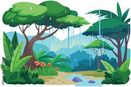 Rainforest during rain