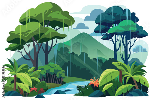 Rainforest during rain