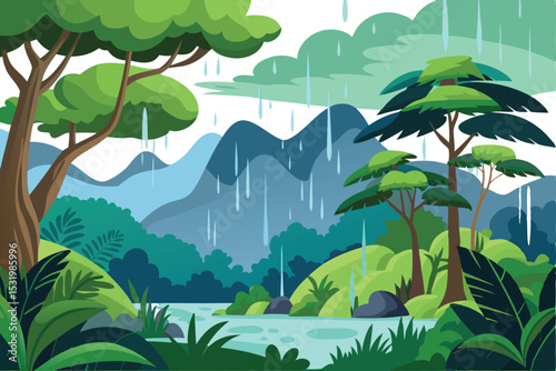 Rainforest during rain