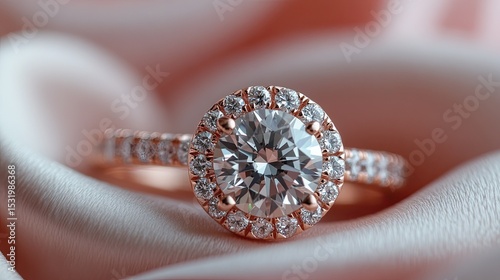 Diamond Engagement Ring on Velvet â€“ Wedding jewelry, rose gold setting, luxury romance. 