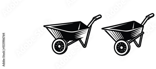 Vintage Wheelbarrow Illustrations Classic Garden Tools Design