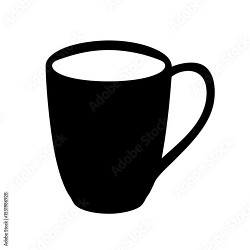 Black silhouette of a simple mug filled with coffee or other liquid