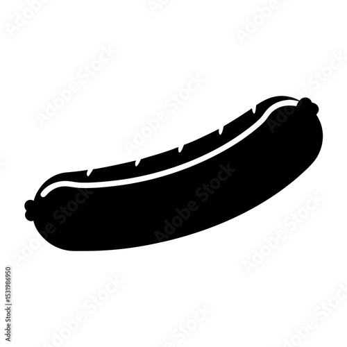 Silhouette illustration of a simple smoked sausage with casing markings