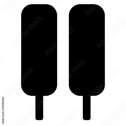 Two identical black pause symbols on a white background indicating stoppage