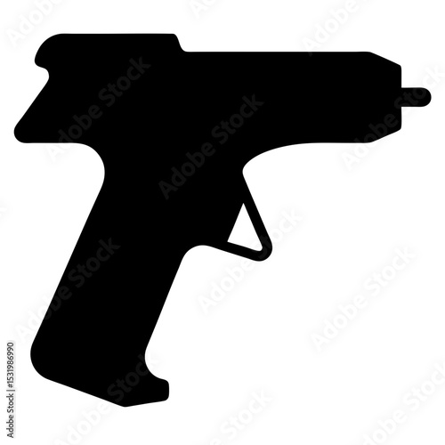 Silhouette of a handheld power tool, possibly a glue gun or similar device