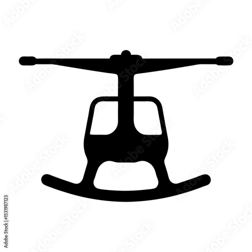 Silhouette of a helicopter with rotor blades ready for takeoff or landing