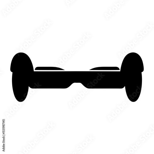 Silhouette of a black hoverboard, electric self balancing scooter, personal transport device