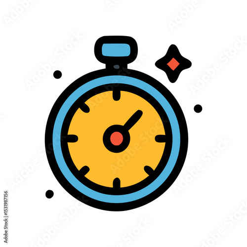 Stopwatch Icon: An illustrated stopwatch, symbolizing time management, deadlines, and the concept of efficiency in a modern, eye-catching design. 