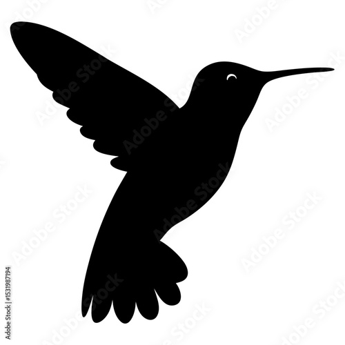 Elegant silhouette of a hummingbird in flight with wings spread out