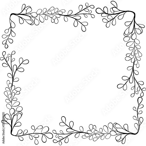 Vintage ornate floral frame vector illustration with elegant leaf and swirl patterns