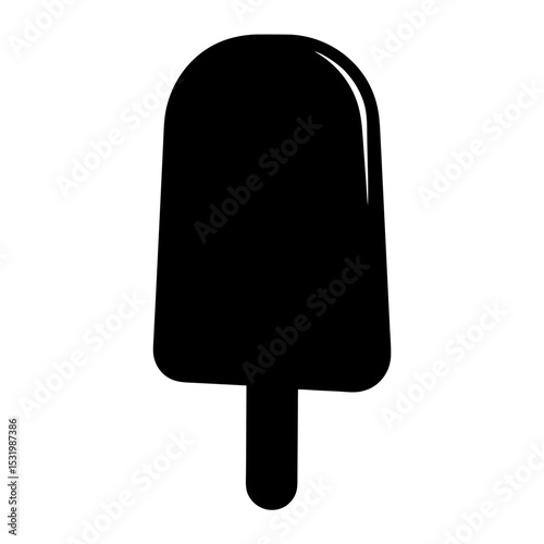 Simple black silhouette of a delicious ice cream popsicle on a stick