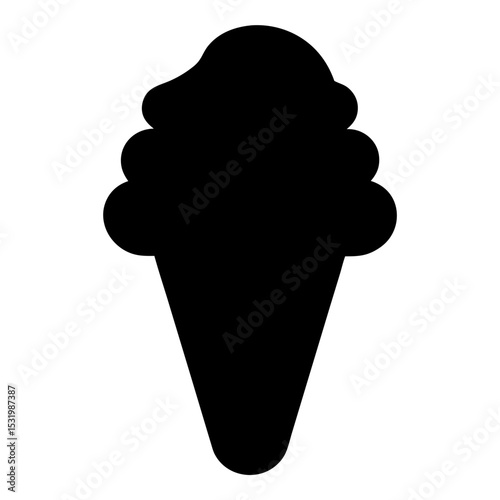 Delicious black ice cream cone silhouette, a tempting treat for all ages