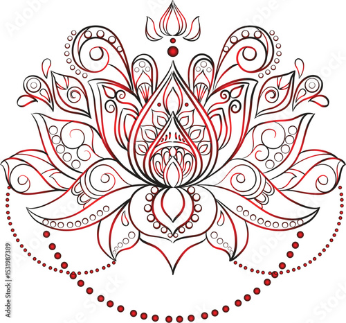 Exquisite Lotus Illustration: An intricate floral design, meticulously crafted with swirling lines and delicate details, evoking a sense of serenity and grace.