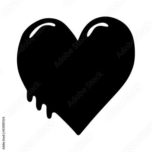Black melting heart illustration, a metaphor for heartbreak and emotional distress