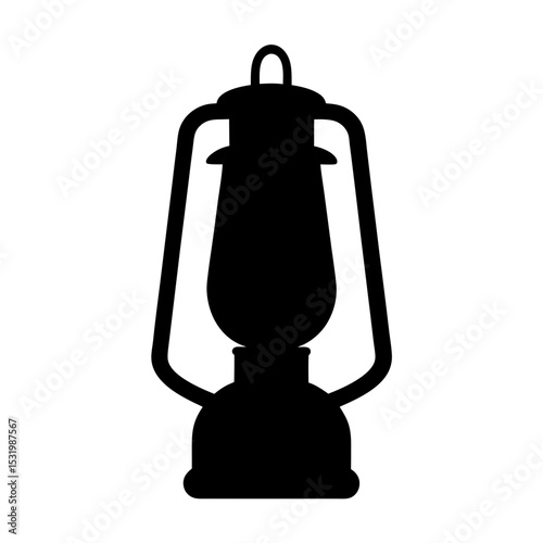 Vintage Kerosene Oil Lantern Silhouette Providing Light and Warmth in the Dark