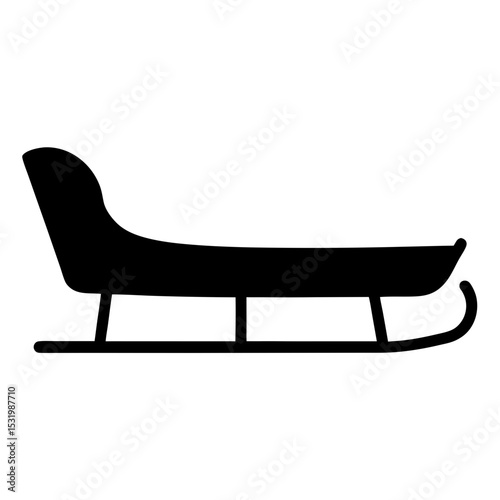Stylized black silhouette of a traditional Christmas sleigh on a white background