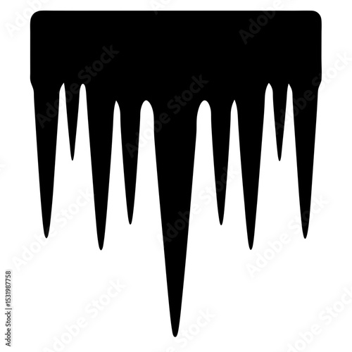 Stylized icicle shapes hanging down in a minimalist black and white illustration