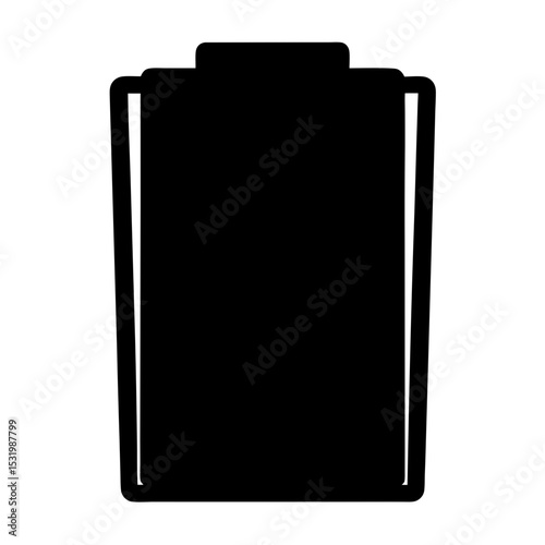 Black and White Illustration of a Battery Symbol on a White Background