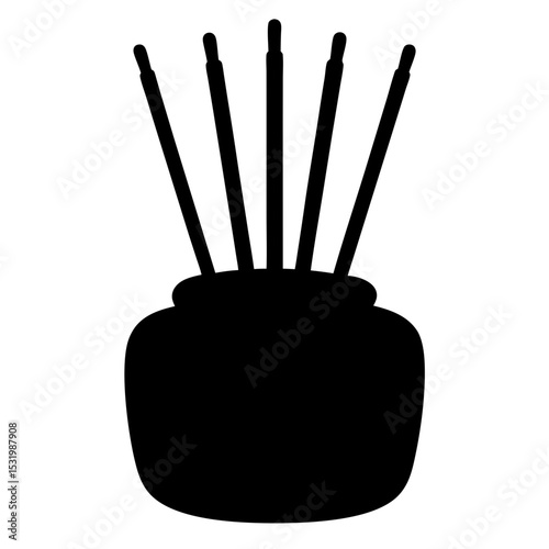 Elegant black silhouette of a reed diffuser with five sticks