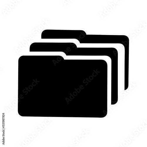 Multiple black folders stacked on top of each other representing data storage