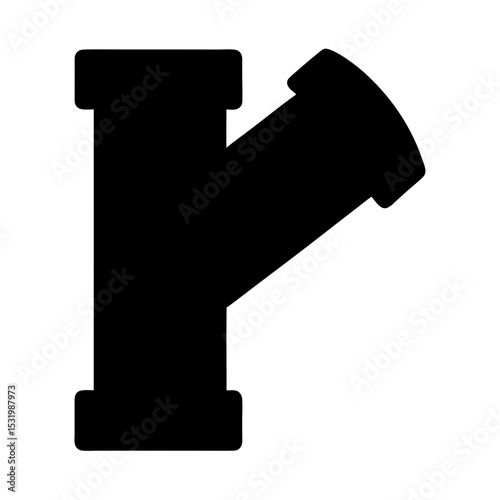 Black silhouette of a plumbing Y fitting on a white background