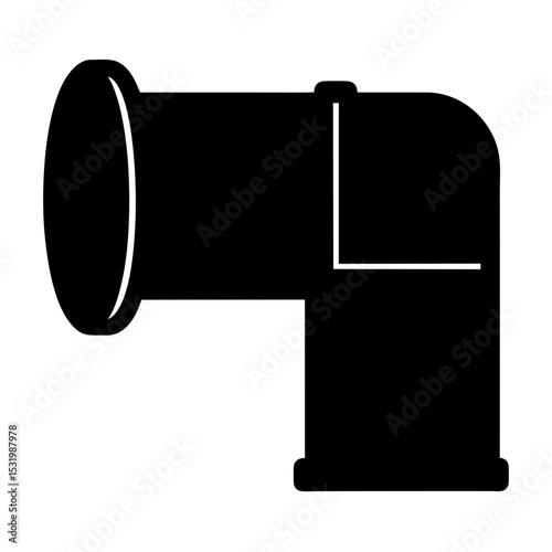 A black silhouette of a plumbing pipe forming a right angled bend