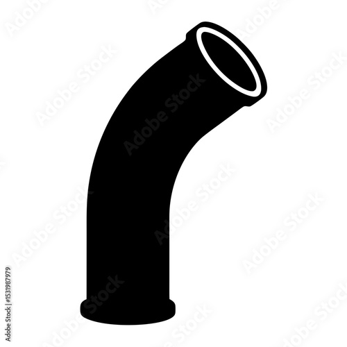 Black elbow pipe with white outline isolated on a white background