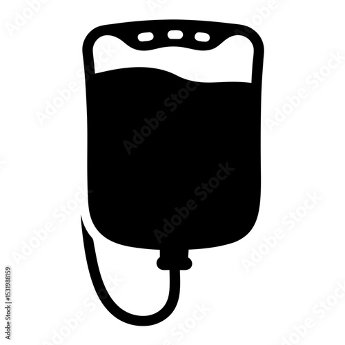 Black and white illustration of a blood bag for intravenous infusion