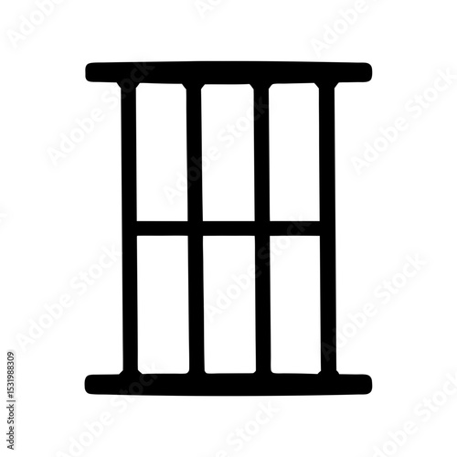 Black and white illustration of prison bars, representing confinement and restriction
