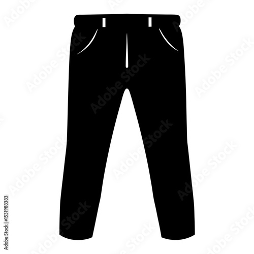 Black pants with belt loops and front pockets on a white background