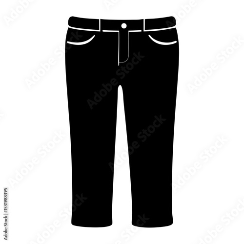 Minimalist graphic representation of dark cropped pants with belt loops and pockets