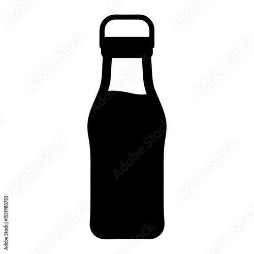 Simple silhouette of a bottle with a handle and contents inside