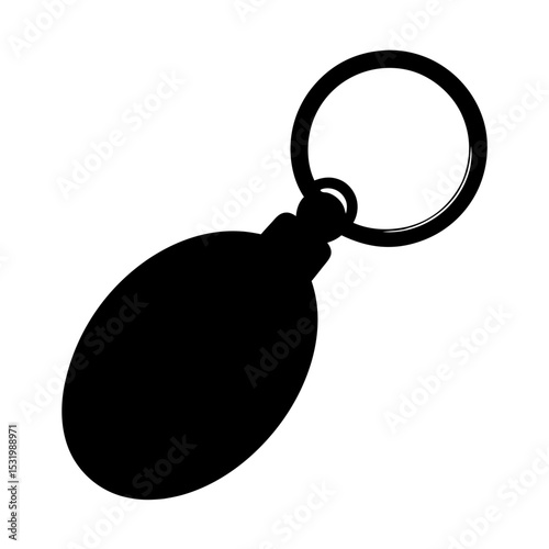 Stylized keyring featuring an oval charm and a simple circular ring
