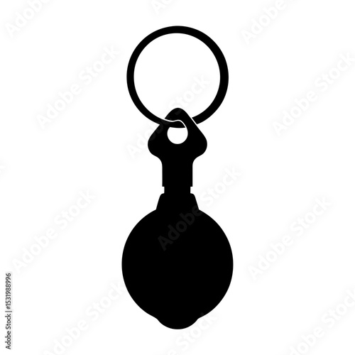 Silhouette of a black round key chain with a black ring