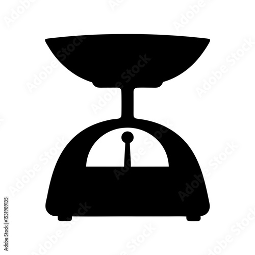 Black and white silhouette of a kitchen scale for measuring ingredients