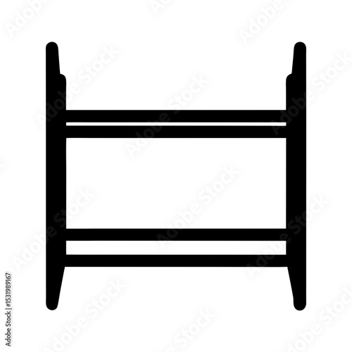 Simple Silhouette of a Black Baby Crib or Bed Against White Background