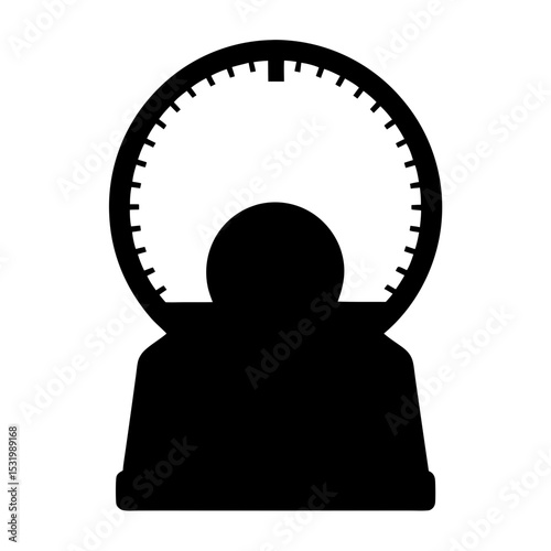 Silhouette of a retro timer or scale with segmented dial indicator
