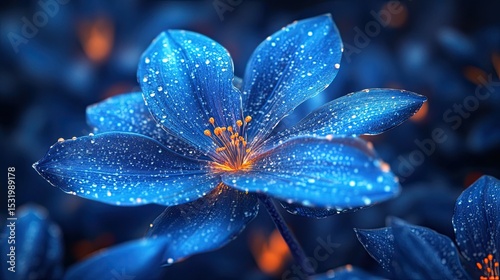 Beautiful blue orchids with delicate petals and intricate floral details, exotic flower photography