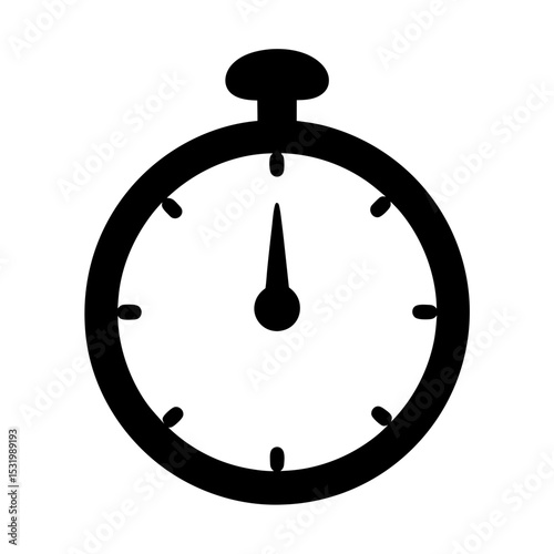 Simple black and white illustration of a vintage mechanical stopwatch instrument